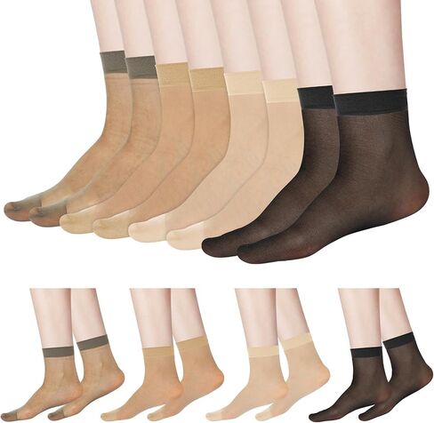 Mozeat Lens 20 Pairs Womens Sheer Ankle Socks Thin Nylon Transparent Ankle High Hosiery Socks Short Dress Stockings for Women in Saudi Arabia