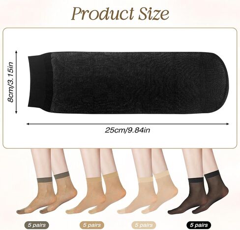 Mozeat Lens 20 Pairs Womens Sheer Ankle Socks Thin Nylon Transparent Ankle High Hosiery Socks Short Dress Stockings for Women in Saudi Arabia