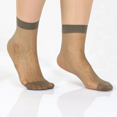 Mozeat Lens 20 Pairs Womens Sheer Ankle Socks Thin Nylon Transparent Ankle High Hosiery Socks Short Dress Stockings for Women in Saudi Arabia