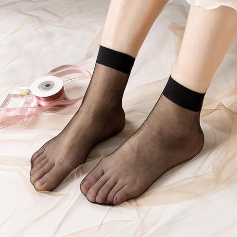 Mozeat Lens 20 Pairs Womens Sheer Ankle Socks Thin Nylon Transparent Ankle High Hosiery Socks Short Dress Stockings for Women in Saudi Arabia