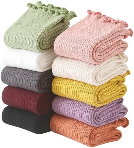 جوارب مكشكشة لطيفة مكشكشة للنساء والفتيات، أحذية جمالية محايدة، جوارب دائرية من القطن، حواف الخس، موضة in Kuwait