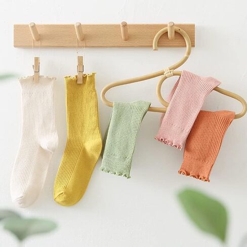 جوارب مكشكشة لطيفة مكشكشة للنساء والفتيات، أحذية جمالية محايدة، جوارب دائرية من القطن، حواف الخس، موضة in Kuwait