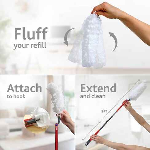 عبوات غبار O-Cedar Flex & Catch شديدة التحمل (10 قطع) | عبوة منفضة غبار للاستعمال مرة واحدة بألياف تنظيف مصنوعة من مواد معاد تدويرها بنسبة 100% | يحبس غبارًا أكثر بثلاث مرات من منفضة الريش التقليدية in Kuwait