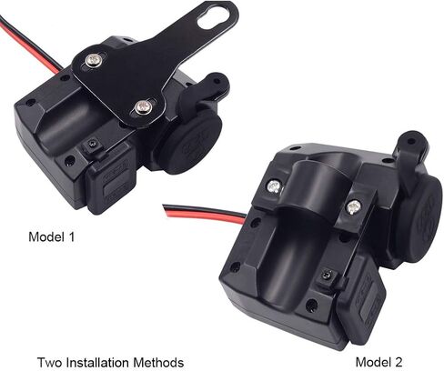 12V Motorcycle Power Outlet USB Port Cell Phone Charger Handlebar Clamp USB Charging Socket,Moto Dual USB Charger Kit Accessories Waterproof with Cigarette Lighter 5V 2.1A + 2.1A for Phones Tablets in Saudi Arabia