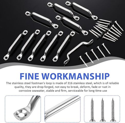 Stainless Steel Footman Loop with Flat Head Tapping Screws Bimini Top Strap Footman Loop for Kayak, Boat in Saudi Arabia