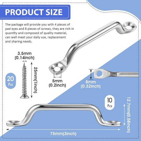 Stainless Steel Footman Loop with Flat Head Tapping Screws Bimini Top Strap Footman Loop for Kayak, Boat in Saudi Arabia