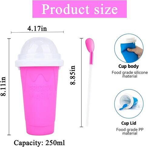 2Pcs Slushie Maker Cup, TIK TOK Quick Frozen Magic Cup Silicone Slushy Cup Smoothies Squeeze Cup with Lid for Milk Shake, Smoothies, Slushies in Saudi Arabia