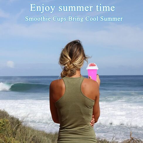 2Pcs Slushie Maker Cup, TIK TOK Quick Frozen Magic Cup Silicone Slushy Cup Smoothies Squeeze Cup with Lid for Milk Shake, Smoothies, Slushies in Saudi Arabia