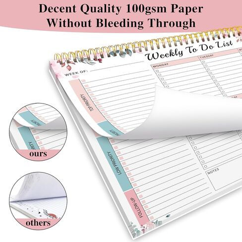 Weekly To Do List Notepad with 52 Undated Sheets（8.5"×11"）- Undated Weekly Desk Planner for Women & Man, Office/School Supplies - Violet Dream in Saudi Arabia