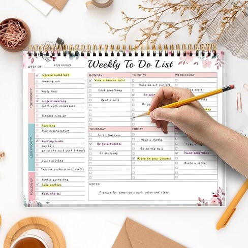Weekly To Do List Notepad with 52 Undated Sheets（8.5"×11"）- Undated Weekly Desk Planner for Women & Man, Office/School Supplies - Violet Dream in Saudi Arabia