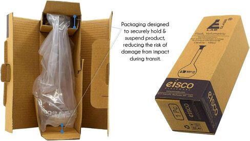 EISCO Volumetric Flask, 200ml - Class A, ASTM - Tolerance ±0.100 ml - Glass Stopper - Single, White Graduation in Saudi Arabia