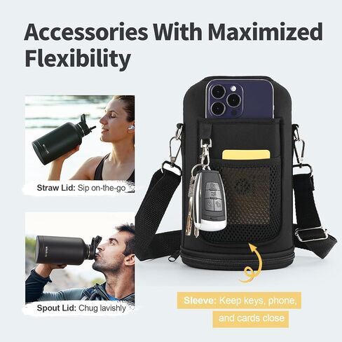 64 oz Insulated Water Bottle with Straw, Stainless Steel Sports Water Jug, Triple Wall Vacuum Cold for 48 Hrs, Leakproof Hydro Cup Flask with Paracord Handle & Straw Spout Lids & DIY Stickers in Saudi Arabia