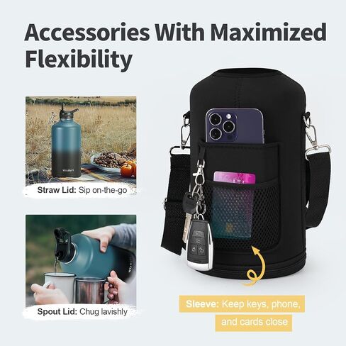 64 oz Insulated Water Bottle with Straw, Stainless Steel Sports Water Jug, Triple Wall Vacuum Cold for 48 Hrs, Leakproof Hydro Cup Flask with Paracord Handle & Straw Spout Lids & DIY Stickers in Saudi Arabia