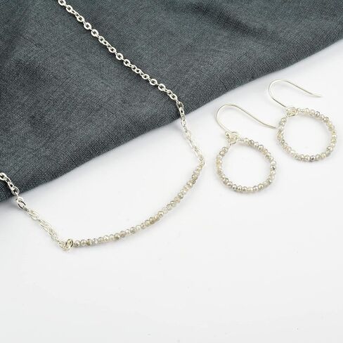 AGIRA Natural Labradorite Necklace Beads Jewelry Set, Labradorite Micro Faceted Beads Bar Beaded Necklace & Earrings Women Jewelry in Saudi Arabia