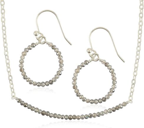 AGIRA Natural Labradorite Necklace Beads Jewelry Set, Labradorite Micro Faceted Beads Bar Beaded Necklace & Earrings Women Jewelry in Saudi Arabia