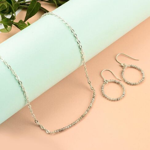 AGIRA Natural Labradorite Necklace Beads Jewelry Set, Labradorite Micro Faceted Beads Bar Beaded Necklace & Earrings Women Jewelry in Saudi Arabia