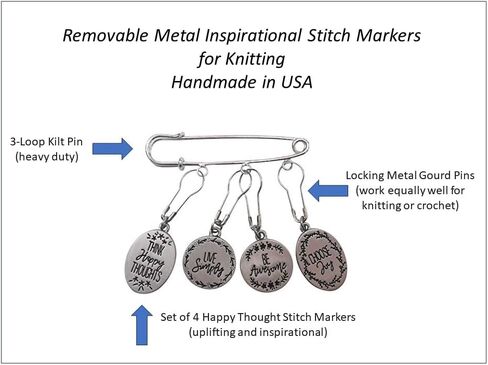Stitch Markers for Knitting Crocheting Metal Inspirational Words Handmade in USA in Saudi Arabia