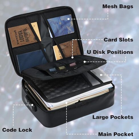 EOOUT Fireproof Document Box, Important Document Organizer, Waterproof File Storage Portable Travel Safe Storage Box for Laptop Files Certificates, Gifts for Him in Saudi Arabia