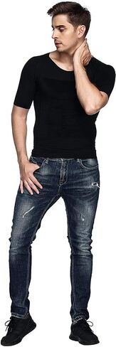 Odoland 4 Pack Men's Body Shaper Slimming Shirt Tummy Vest Thermal Compression Base Layer Slim Muscle Short Sleeve Shapewear in Saudi Arabia