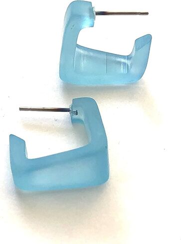 Leetie Lovendale Bermuda Hoop Earrings, Lightweight & Hypoallergenic, Handmade Jewelry for Women, Square Hoop Earrings, USA Made, Vintage Lucite Acrylic, 3/4" Diameter, (Turquoise) in Saudi Arabia