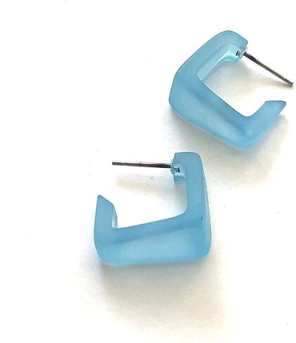 Leetie Lovendale Bermuda Hoop Earrings, Lightweight & Hypoallergenic, Handmade Jewelry for Women, Square Hoop Earrings, USA Made, Vintage Lucite Acrylic, 3/4" Diameter, (Turquoise) in Saudi Arabia