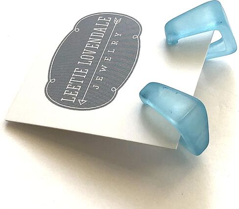 Leetie Lovendale Bermuda Hoop Earrings, Lightweight & Hypoallergenic, Handmade Jewelry for Women, Square Hoop Earrings, USA Made, Vintage Lucite Acrylic, 3/4" Diameter, (Turquoise) in Saudi Arabia
