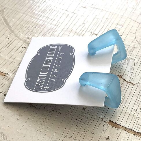 Leetie Lovendale Bermuda Hoop Earrings, Lightweight & Hypoallergenic, Handmade Jewelry for Women, Square Hoop Earrings, USA Made, Vintage Lucite Acrylic, 3/4" Diameter, (Turquoise) in Saudi Arabia