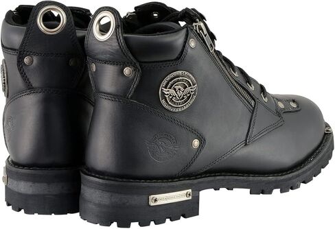 حذاء Milwaukee Leather MBM103 للرجال من الجلد الأسود برباط للدراجة النارية مع سحاب جانبي مزدوج - 15 in Kuwait