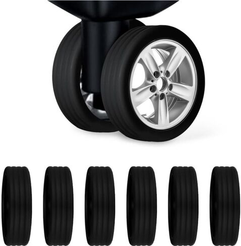 Luggage Wheel Cover Set of 8, Silicone Luggage Wheel Covers Luggage Wheel Protectors Luggage Wheel Protectors Suitable for Most Luggage Wheels and Office Chairs Noise Free (Black) in Saudi Arabia
