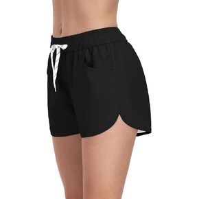 3" Dolphin Water Repellent Quick Dry Women's Swim Shorts with Pockets, High Waisted Beach Board Shorts with Liner in Saudi Arabia