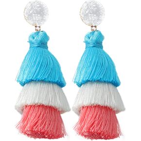 أقراط شرابة Rave Envy للنساء - أقراط متدلية متعددة الطبقات ملونة in Kuwait