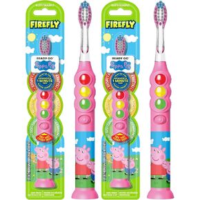 فرشاة Firefly Ready Go، Peppa Pig، فرشاة أسنان Light Up Timer، شعيرات ناعمة ممتازة، مؤقت لمدة دقيقة واحدة، كوب شفط أقل فوضى، بطارية متضمنة، سهلة التخزين، للأعمار من 3 سنوات فما فوق، عدد 1 in Kuwait