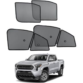 مظلة شمسية لنافذة السيارة ECOZEN لملحقات تويوتا تاكوما 2024-2025 2026 - 4 قطع من الظل الجانبي للشمس مظلة مغناطيسية عازلة للحرارة والأشعة فوق البنفسجية مع شبكة مسامية - 2024-2026 تاكوما كابينة مزدوجة فقط in Kuwait