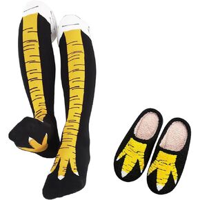 WHOTAY Funny Chicken Slipper with 1 Pair Crazy Chicken Leg Socks for Women Novelty Thanksgiving Turkey Costume Kids Gag Gifts in Saudi Arabia