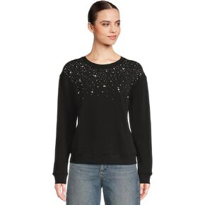 Elliott Lauren Women's Drop Shoulder Sweatshirt with Crystal Details in Kuwait