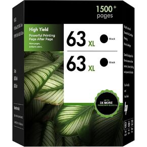 63XL 63 Black Ink Cartridges Replacement for HP 63 XL Black Ink Work for Envy 4520 Officejet 3830 4650 5255 5258 5200 4655 Envy 4512 Deskjet 1112 2130 3630 Printer High Yield Black 2-Pack in Kuwait