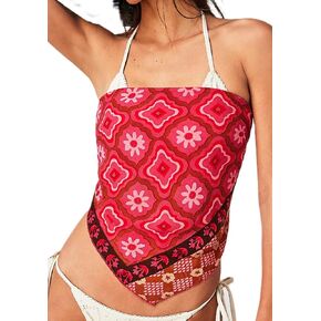 Women Boho Strapless Tube Top Asymmetrical Bandeau Tops Y2k Sleeveless Back Bustier Summer Vintage Crop Cami in Kuwait
