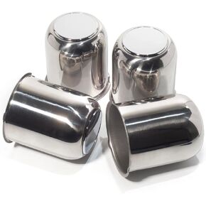 4 قطع أغطية مركزية لعجلة المقطورة مقاس 3.19 بوصة تُدفع من خلال أغطية محور من الفولاذ المقاوم للصدأ لحافة عجلة الشاحنة SUV RV، كروم مع غطاء عجلة علوي أسود (يناسب تجويف 3.19 بوصة، طول 3.62 بوصة) in Kuwait