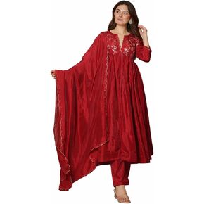 Women's Viscose Upada Anarkali Kurta with Pants and Dupatta in Saudi Arabia