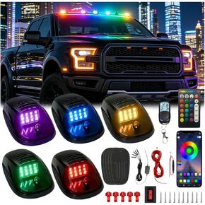 5Pcs Smoked Lens Cab Roof Marker Light with remote control,Rooftop Cab Clearance Light 16 colors LEDs Lights Kit Compatible with Pickups Trucks Ford Dodge Ram GMC Toyota Vans SUV POV Vehicle in Kuwait