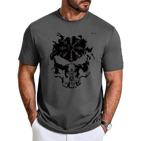 تي شيرت Aiyino رجالي Viking Skull Graphic تي شيرت ناعم خفيف الوزن من البوليستر بأكمام قصيرة كاجوال in Kuwait