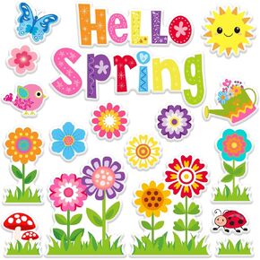 2 Sheet Spring Thick Gel Clings Colorful Flower Garden Theme Window Gel Decals for Home School Office Classroom Nursery Party Supplies in Kuwait