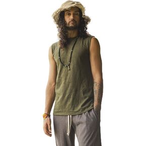 قميص قنب رجالي بدون أكمام - قميص بدون أكمام من القطن العضوي - قميص متين قابل للتنفس وصديق للبيئة للتمرين وقميص كاجوال in Kuwait