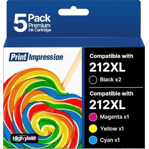 حزمة كومبو حبر 212XL عالية السعة T212 T212XL مُعاد تصنيعها لخراطيش حبر Epson 212 لـ XP-4100 XP-4105 WF-2830 WF-2850 (2 أسود، 1 سماوي، 1 أرجواني، 1 أصفر، 5 عبوات) in Kuwait