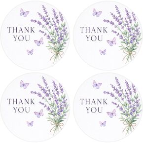 80PCS Lavender Thank You Stickers Purple Floral Lavender Stickers for Girls Women Lavender Birthday Baby Shower Bridal Shower Weeding Party Favors Supplies Gifts Envelopes Seals in Kuwait