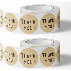 1 Inch Thank You Stickers, 1000pcs Kraft Paper Thank You Label Tags for Small Business, Gifts, Weddings, Giveaways, Bridal Showers, Party, Boutiques and Envelope Seals (2 Rolls) in Saudi Arabia