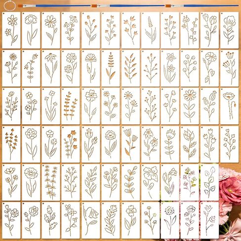 16 قطعة من استنسل الجنية لطلاء استنسل الرسم البلاستيكي للحرف اليدوية، قوالب زهرة القمر والفراشة القابلة لإعادة الاستخدام، الرسم على القماش الجداري والأثاث، بطاقة القماش، سجل القصاصات الورقية in Kuwait