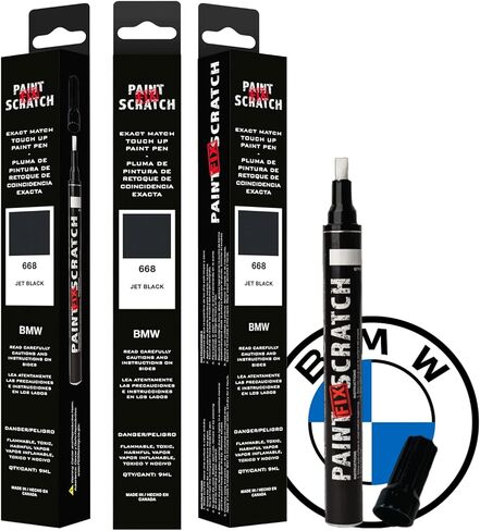Paint Scratch Fix® Exact BMW Touch Up Paint For Jet Black 668، قلم طلاء السيارة، قلم تحديد تلقائي للخدوش، السيارة ذات المفاتيح الثابتة ورقائق الحجر، تطابق رمز اللون تمامًا من الشركة المصنعة، (BMW - Jet Black - 668) in Saudi Arabia
