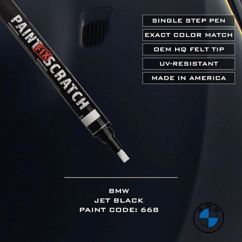 Paint Scratch Fix® Exact BMW Touch Up Paint For Jet Black 668، قلم طلاء السيارة، قلم تحديد تلقائي للخدوش، السيارة ذات المفاتيح الثابتة ورقائق الحجر، تطابق رمز اللون تمامًا من الشركة المصنعة، (BMW - Jet Black - 668) in Saudi Arabia