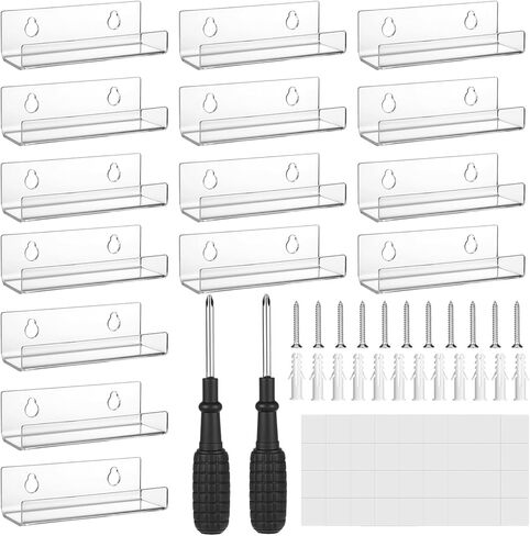 24 PCS Vinyl Record Shelf Wall Mount, 4 Inch Acrylic Vinyl Hangers for Wall Record Display Shelf for Displaying Artwork on Walls, CD, Photo Frame, Book in Bedroom and Living Room in Saudi Arabia